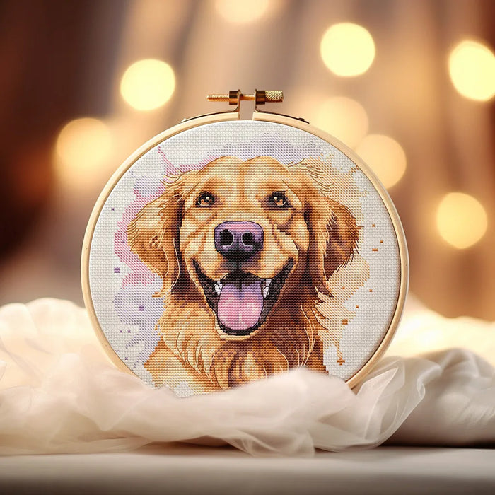 Watercolor Golden Retriever - PDF Cross Stitch Pattern