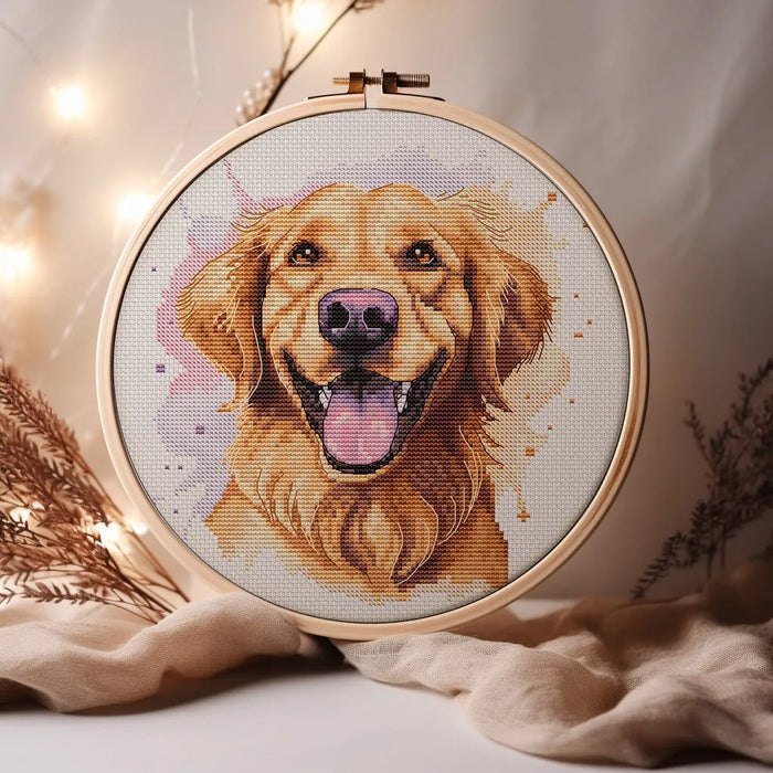 Watercolor Golden Retriever - PDF Cross Stitch Pattern