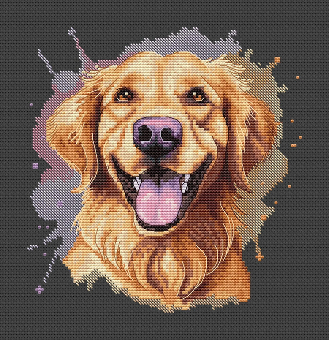 Watercolor Golden Retriever - PDF Cross Stitch Pattern