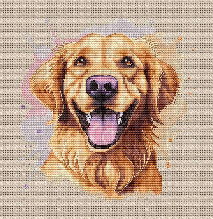 Watercolor Golden Retriever - PDF Cross Stitch Pattern