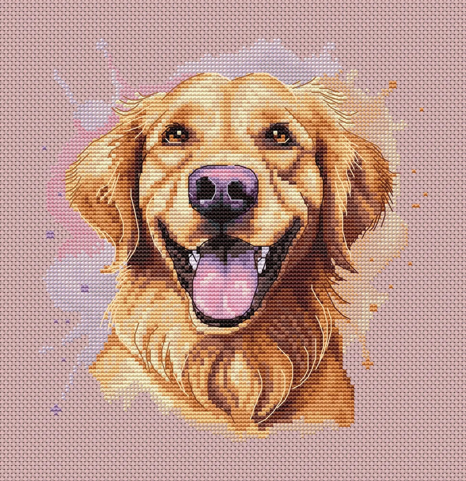 Watercolor Golden Retriever - PDF Cross Stitch Pattern