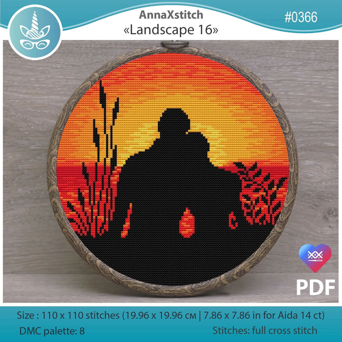 Round Landscapes. Landscape 16 - PDF Cross Stitch Pattern