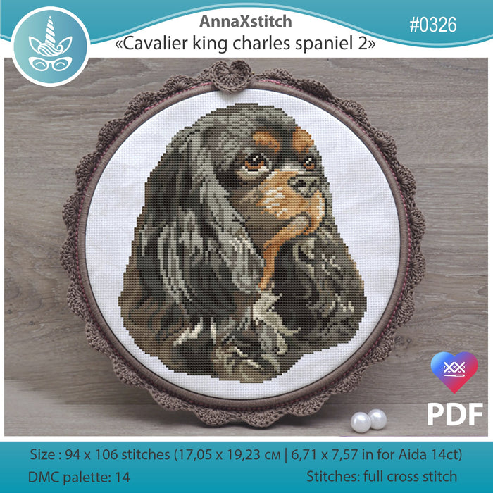 Cavalier king charles spaniel 2 - PDF Cross Stitch Pattern