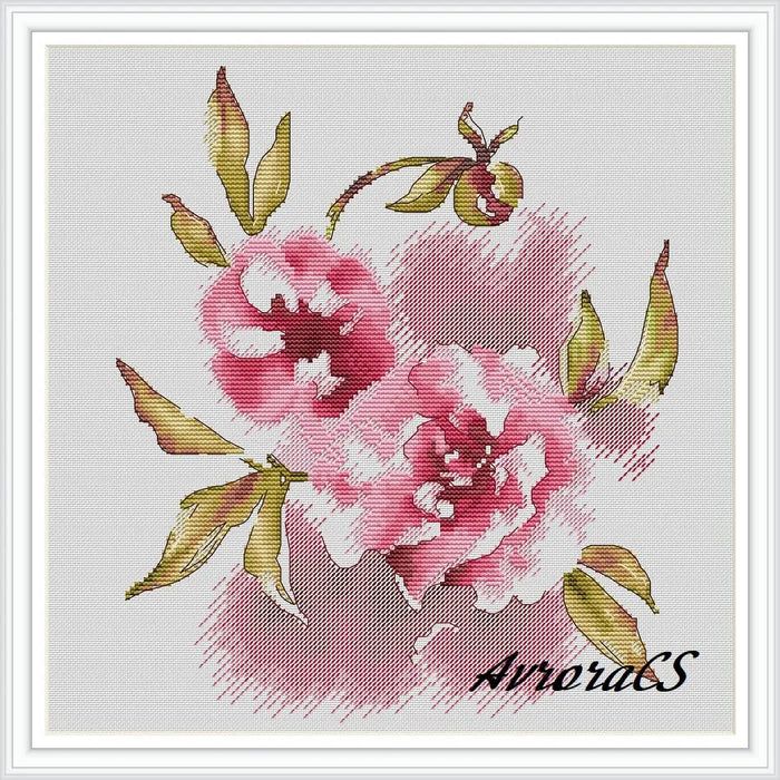 Silk Peony-l - PDF Cross Stitch Pattern