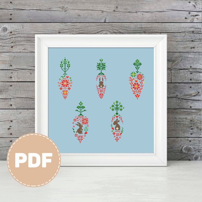 Carrots and Rabbits - PDF Cross Stitch Pattern