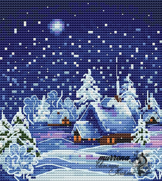 Frosty Night. Triptych - PDF Cross Stitch Pattern