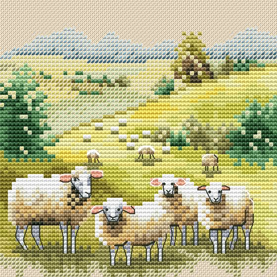 Rural Landscape. Sheeps - PDF Cross Stitch Pattern