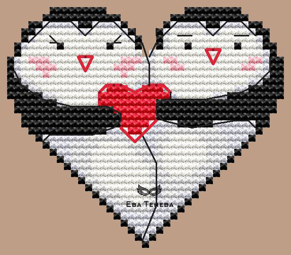 Valentines. Penguins - PDF Cross Stitch Pattern