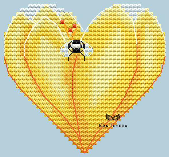 Valentines. Yellow crocus with bumblebee - PDF Cross Stitch Pattern