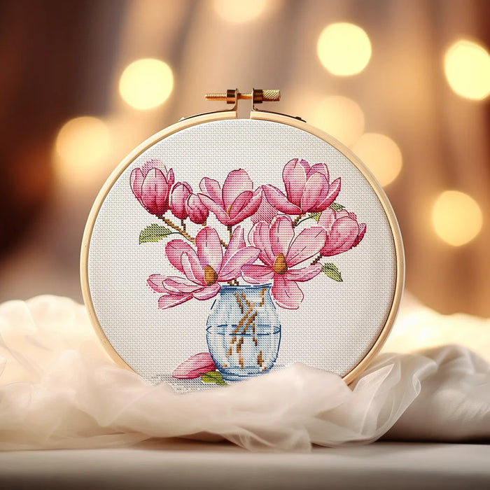 Magnolia in Vase - PDF Cross Stitch Pattern