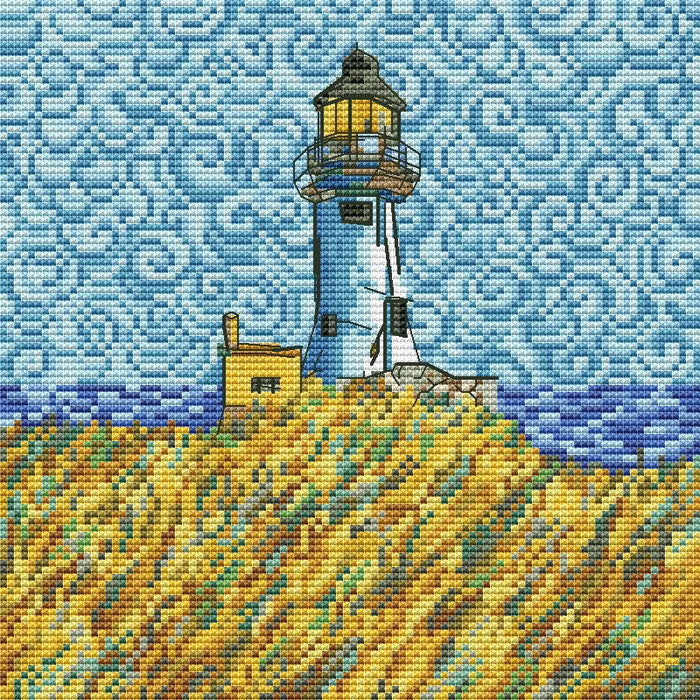 Lighthouse van Gogh - PDF Cross Stitch Pattern