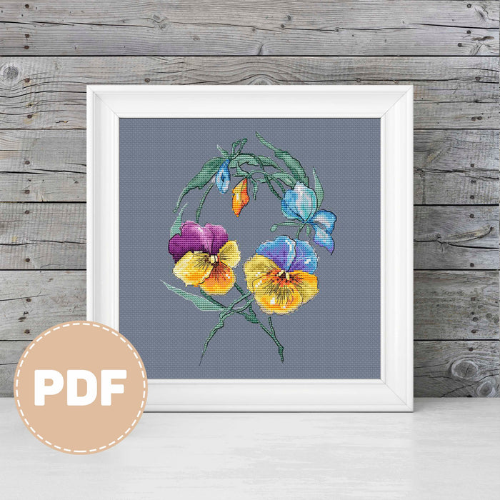 Wreath with Viols - PDF Cross Stitch Pattern