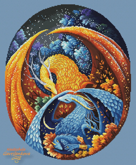 The Dragon Family - PDF Cross Stitch Pattern