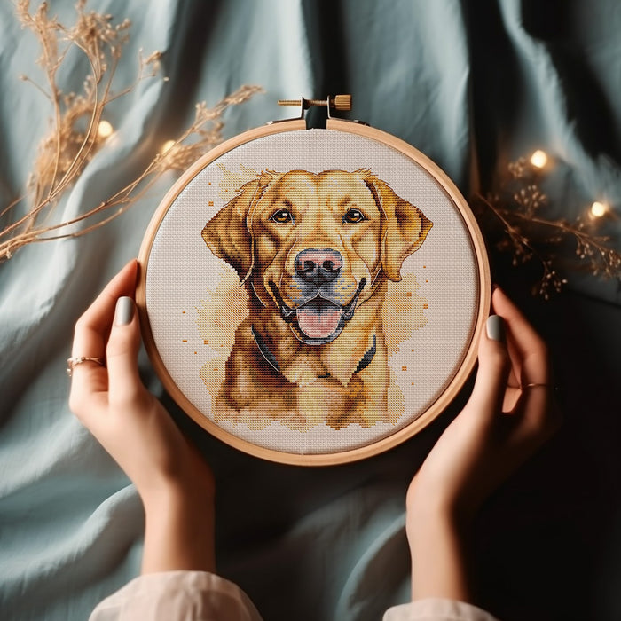 Yellow Labrador Comb - PDF Cross Stitch Pattern