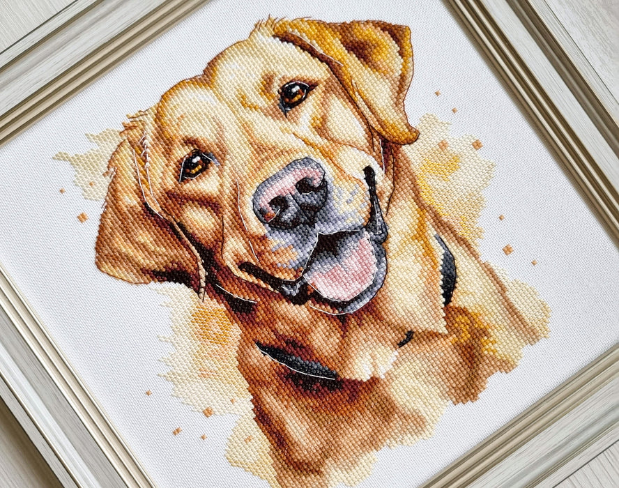 Yellow Labrador Comb - PDF Cross Stitch Pattern