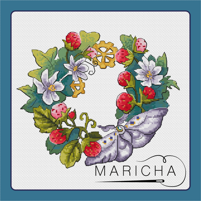 Strawberry and moth - PDF Cross Stitch Pattern