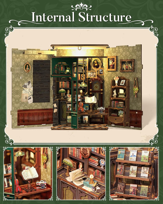 Miniature Wizardi Roombox Kit - Owl Bookstore Dollhouse Kit