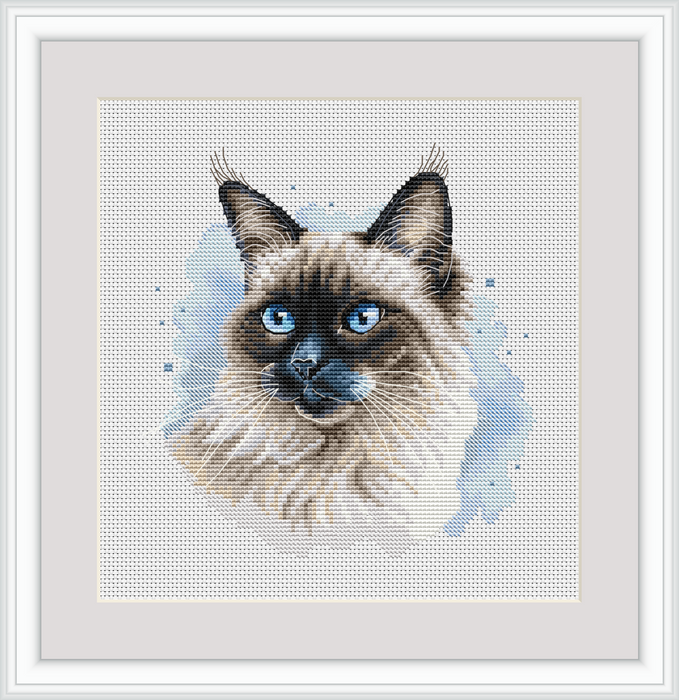 Long-Haired Siamese Cat - PDF Cross Stitch Pattern