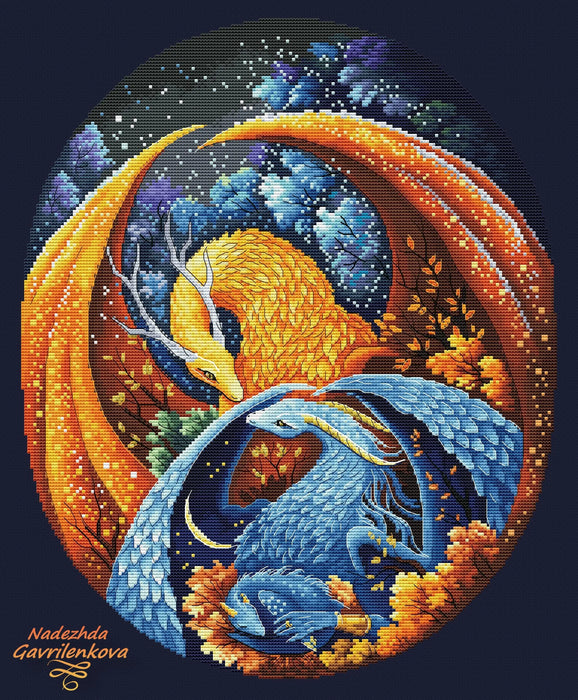 The Dragon Family - PDF Cross Stitch Pattern