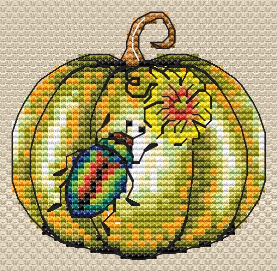 Pumpkin. Bronze beetle - PDF Cross Stitch Pattern