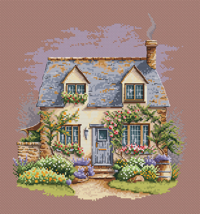 Blue Roof Cottage - PDF Cross Stitch Pattern