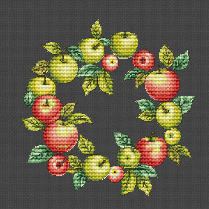 Apple wreath - PDF Cross Stitch Pattern