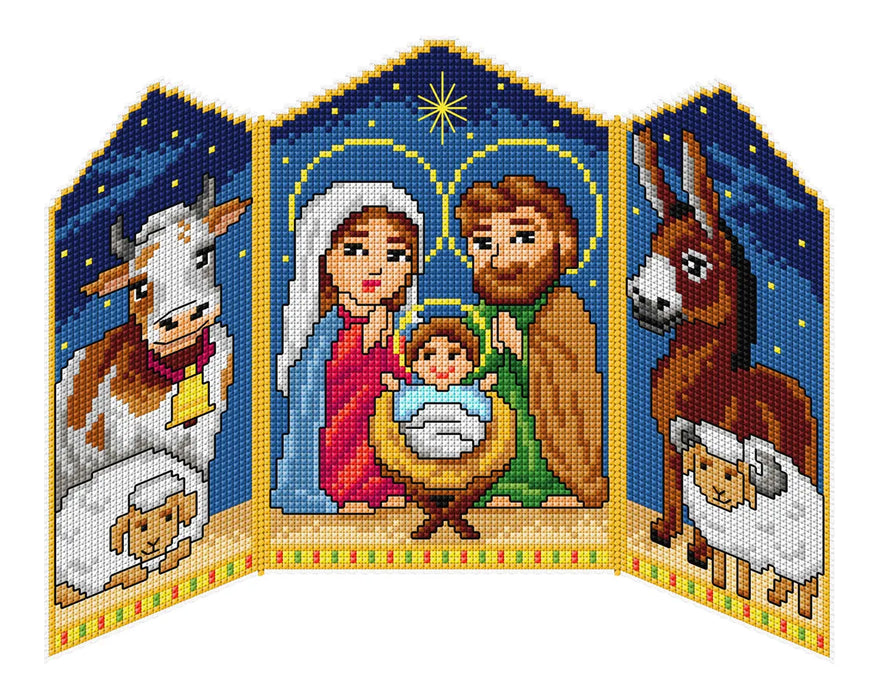 Counted cross stitch kit with plastic canvas Nativity set of 3 designs 8710