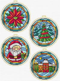 Counted cross stitch kit with plastic canvas ornaments Christmas time 8718