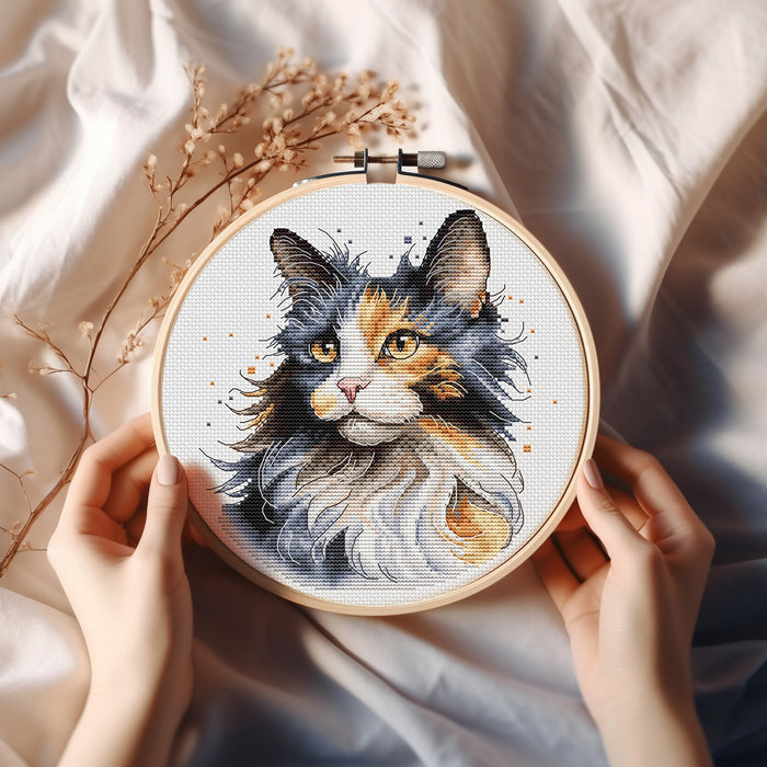 Calico Cat Comb - PDF Cross Stitch Pattern