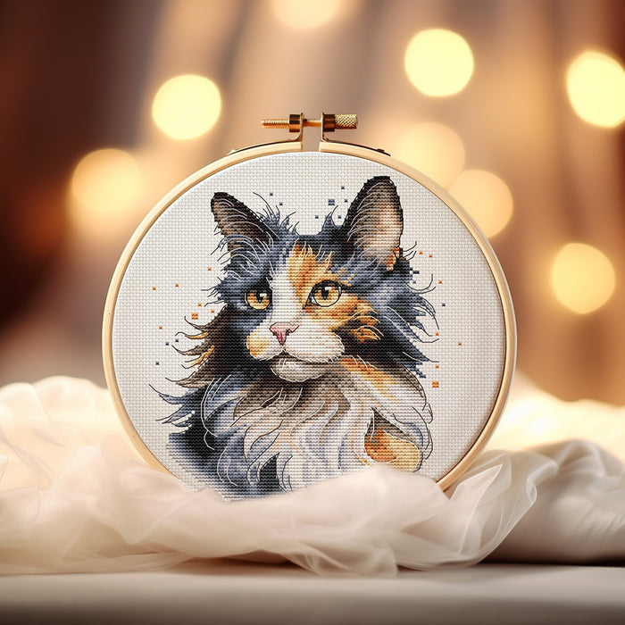 Calico Cat Comb - PDF Cross Stitch Pattern