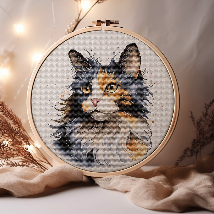 Calico Cat Comb - PDF Cross Stitch Pattern