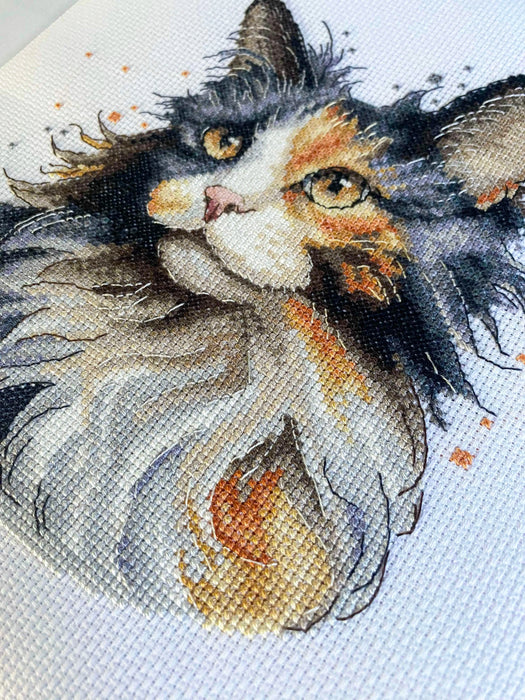 Calico Cat Comb - PDF Cross Stitch Pattern