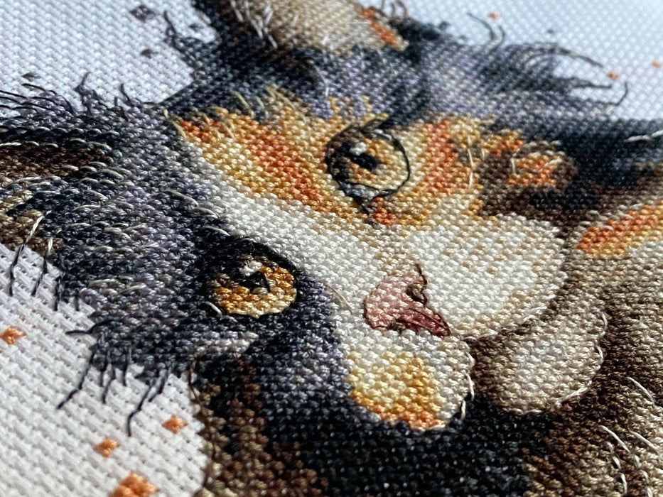 Calico Cat Comb - PDF Cross Stitch Pattern