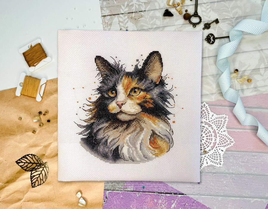 Calico Cat Comb - PDF Cross Stitch Pattern