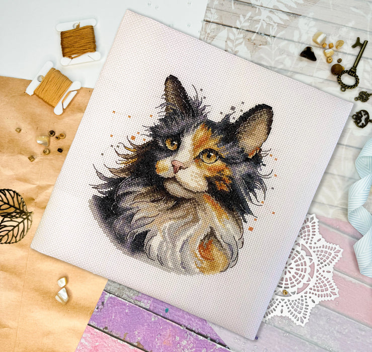 Calico Cat Comb - PDF Cross Stitch Pattern