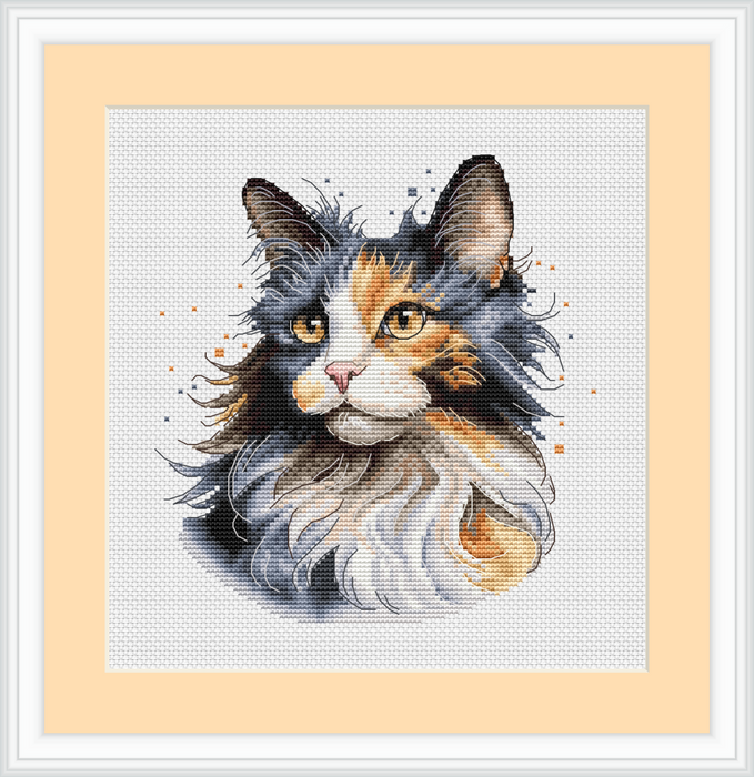 Calico Cat Comb - PDF Cross Stitch Pattern