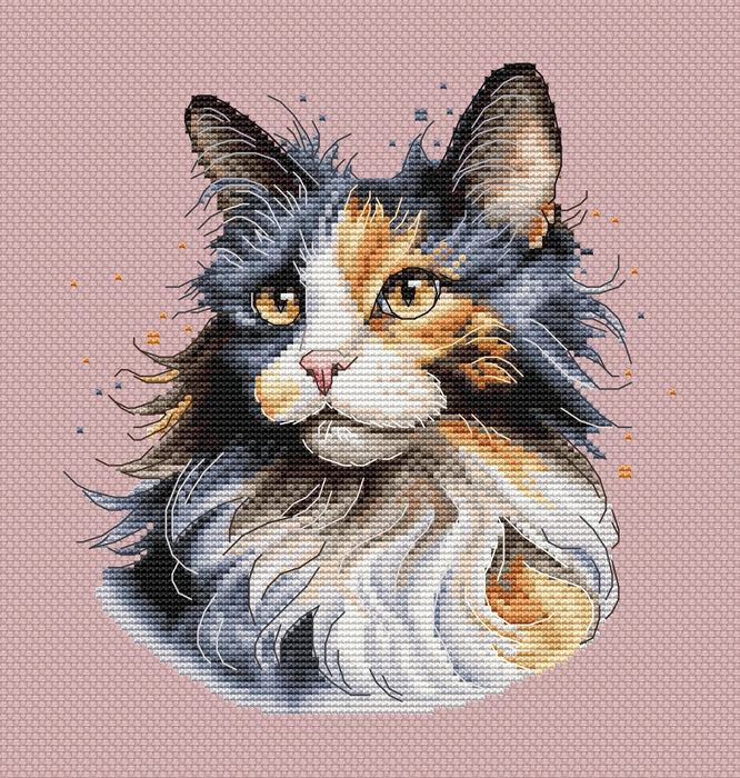 Calico Cat Comb - PDF Cross Stitch Pattern