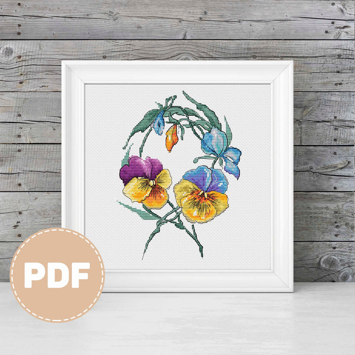 Wreath with Viols - PDF Cross Stitch Pattern