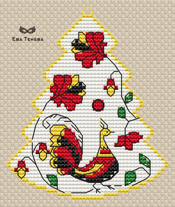 Christmas tree. Permogorsk painting - PDF Cross Stitch Pattern