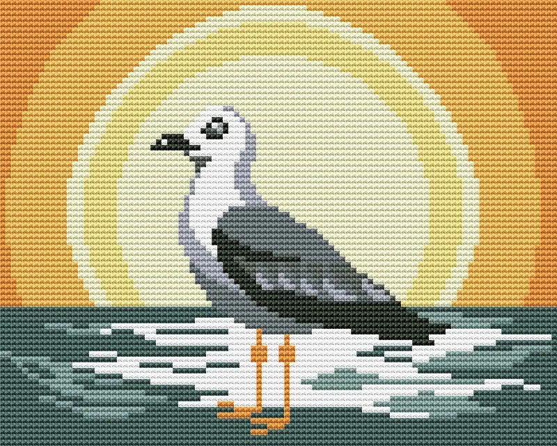 Primitive Seagull - PDF Cross Stitch Pattern