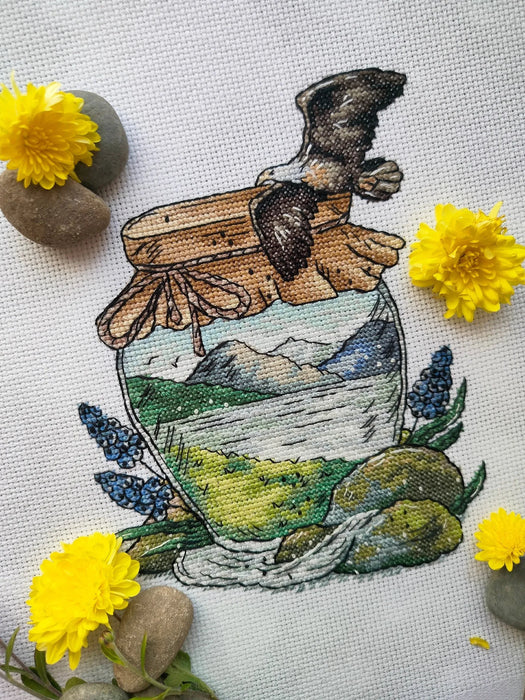 Summer in the Jars. Mountains  - PDF Cross Stitch Pattern