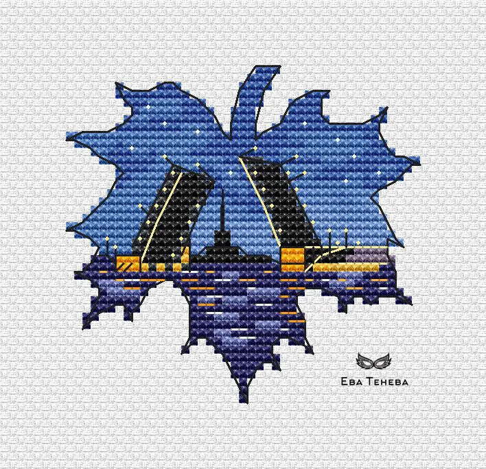 Leaves. Petersburg Bridge - PDF Cross Stitch Pattern