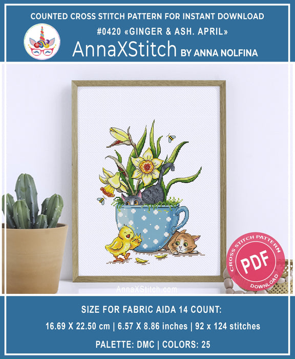 Ginger & Ash. April - PDF Cross Stitch Pattern