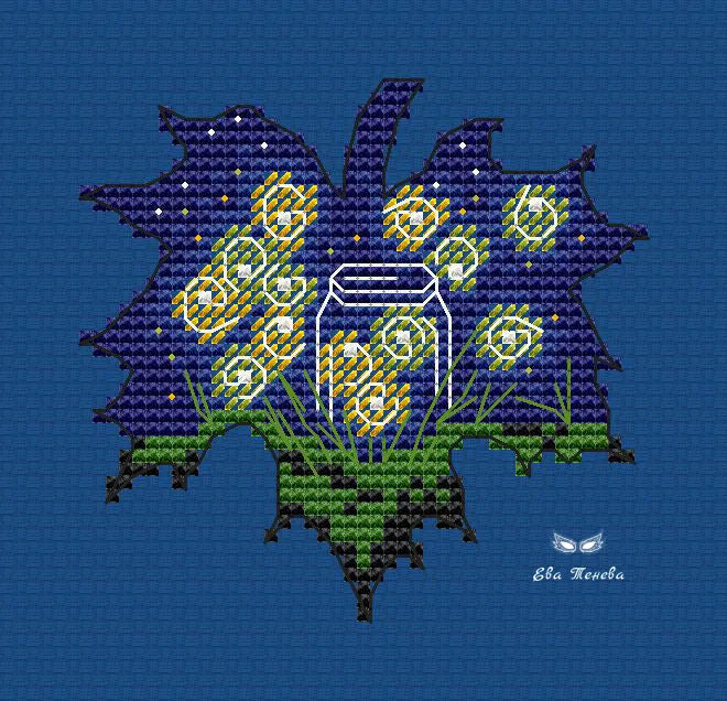 Leaves. Fireflies - PDF Cross Stitch Pattern