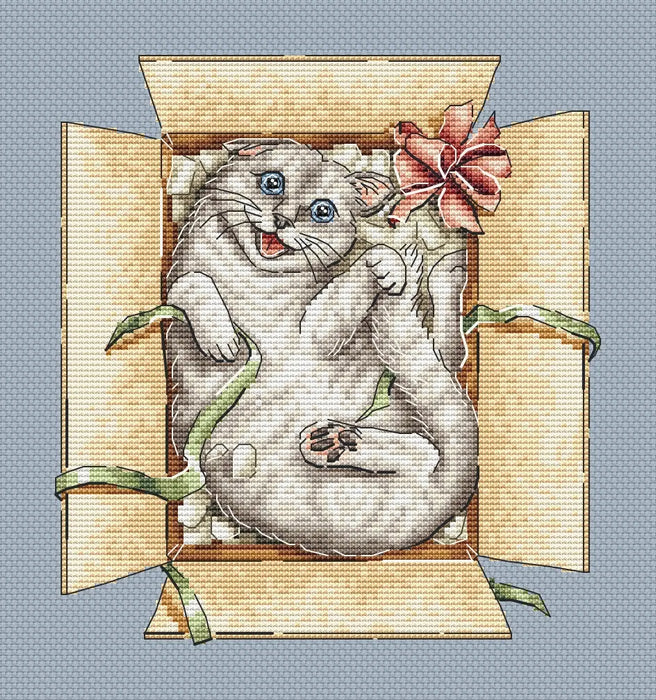 Cat in Box Comb - PDF Cross Stitch Pattern