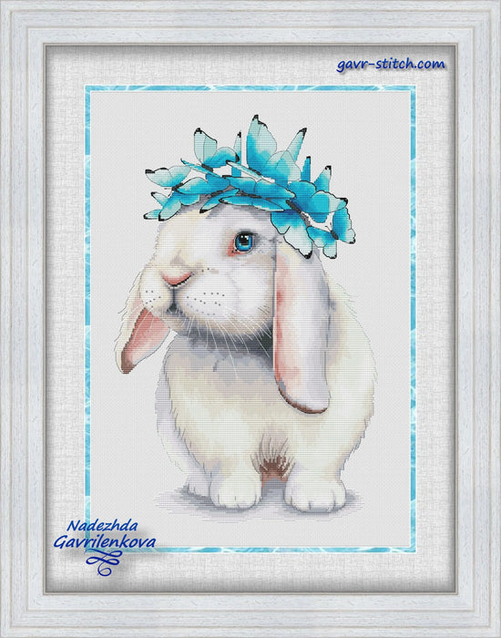 Rabbit and butterflies - PDF Cross Stitch Pattern