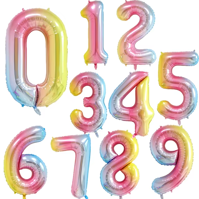 Rainbow Gradient Colorful Number Balloon Foil Balloon F07M1-77-9