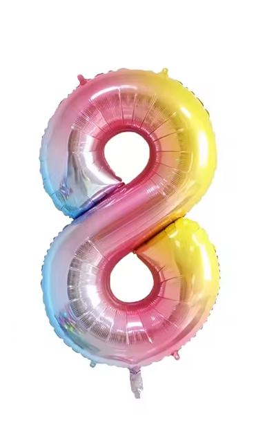 Rainbow Gradient Colorful Number Balloon Foil Balloon F07M1-77-8