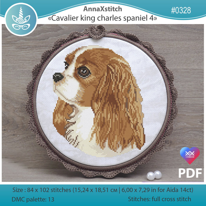 Cavalier king charles spaniel 4 - PDF Cross Stitch Pattern