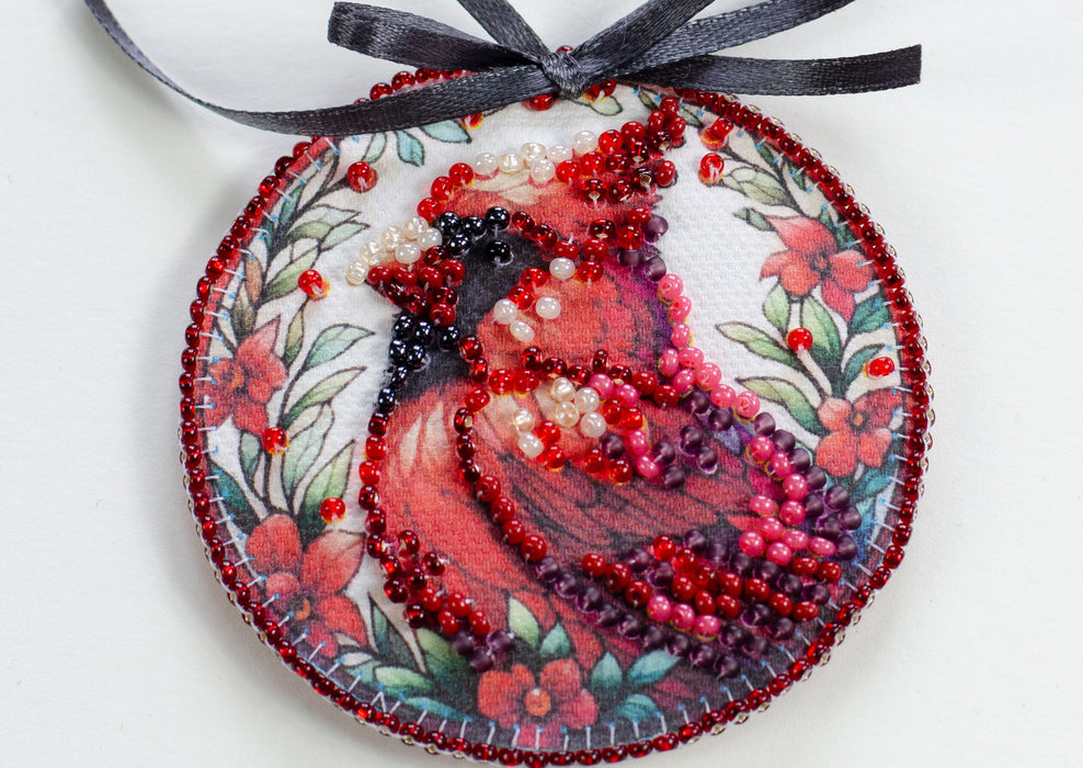 Bead Embroidery Kit Decoration - Red cardinal ABT-035